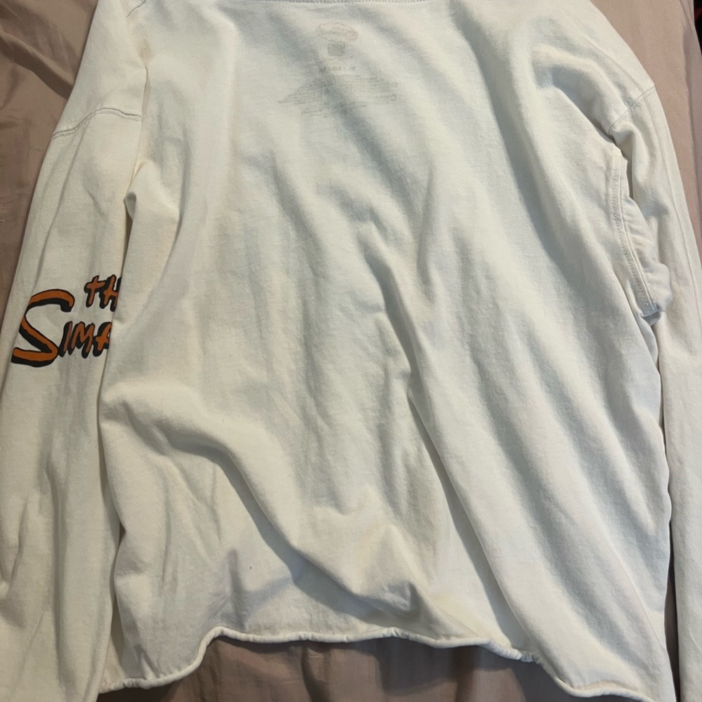 The Simpsons White Long Sleeve Shirt with Orange Text